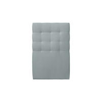 KOPFTEIL gepolstert - Gesteppt – blaugrauer Samtstoff - 90 cm - Beige/Blaugrau, Holz (90/120/10cm) - Sommeil de Plomb