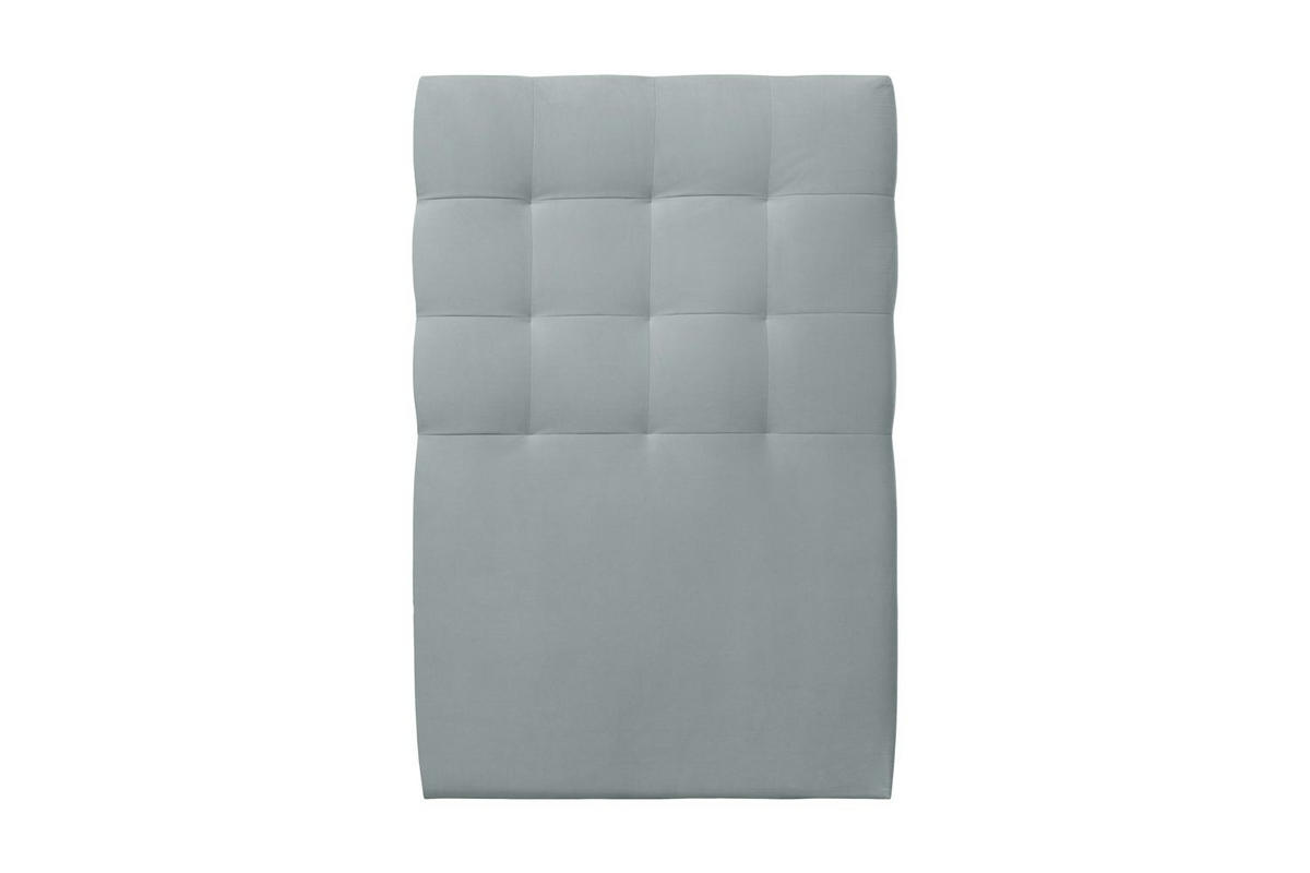 KOPFTEIL gepolstert - Gesteppt – blaugrauer Samtstoff - 90 cm - Beige/Blaugrau, Holz (90/120/10cm) - Sommeil de Plomb