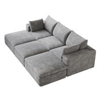 3-SITZER aus Stoff 260 cm Grau modular mit Schaumstoffkern und flexibel kombinierbaren Elementen - Grau, Textil (260/60/160cm) - Modfu