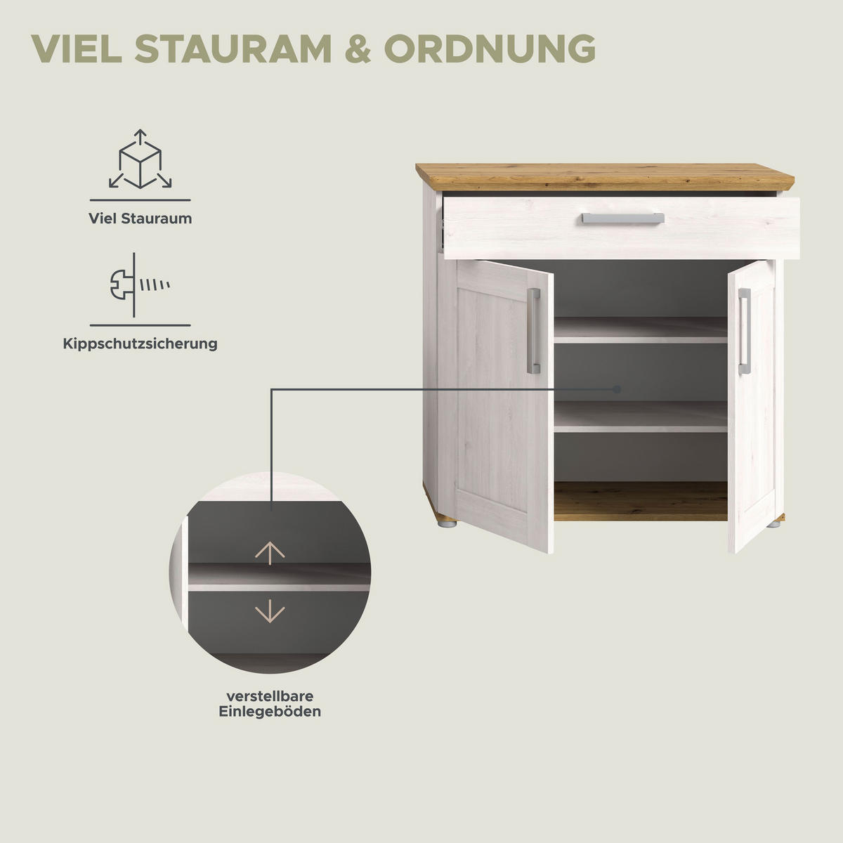 GARDEROBEN Set Verona 190x196x39 cm Sibiu Lärche Weiß 4tlg. - Lärchefarben, Holzwerkstoff (183/194/37cm)