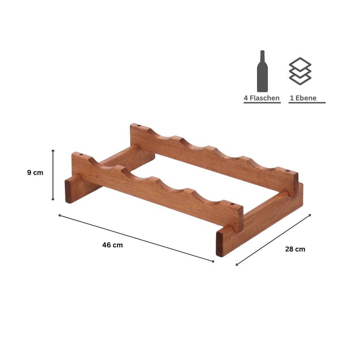 WEINREGAL VINOTECA FLEX PRO HxBxT 9x46x28cm 4 Flaschen auf 1 Ebene Braun geölt - Braun, Holz (46/9/28cm) - PROREGAL