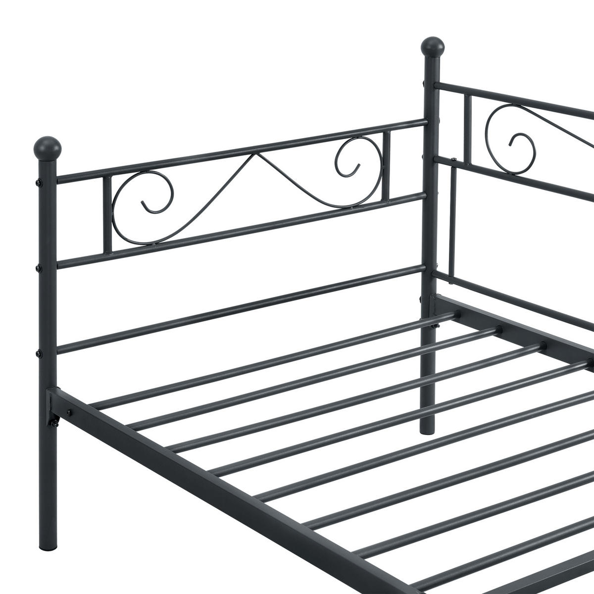 TAGESBETT Kerava - Schwarz, Metall (90/200cm) - [en.casa]