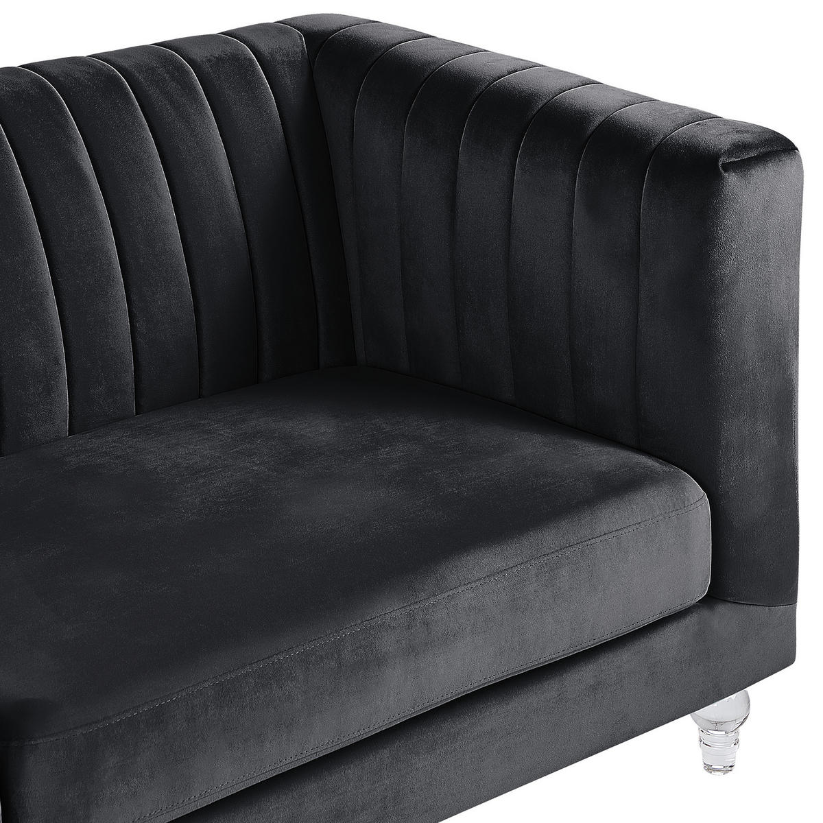 3-SITZER-SOFA Samtstoff Schwarz Arvika - Schwarz, Textil (204/75/78cm) - Beliani