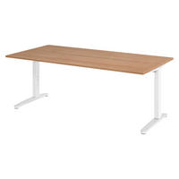 SCHREIBTISCH Serie-XB 100/200/74 cm in Nussbaumfarben/Weiß/Alu poliert - Nussbaumfarben/Weiß, Holzwerkstoff (100/200/74cm) - bümö