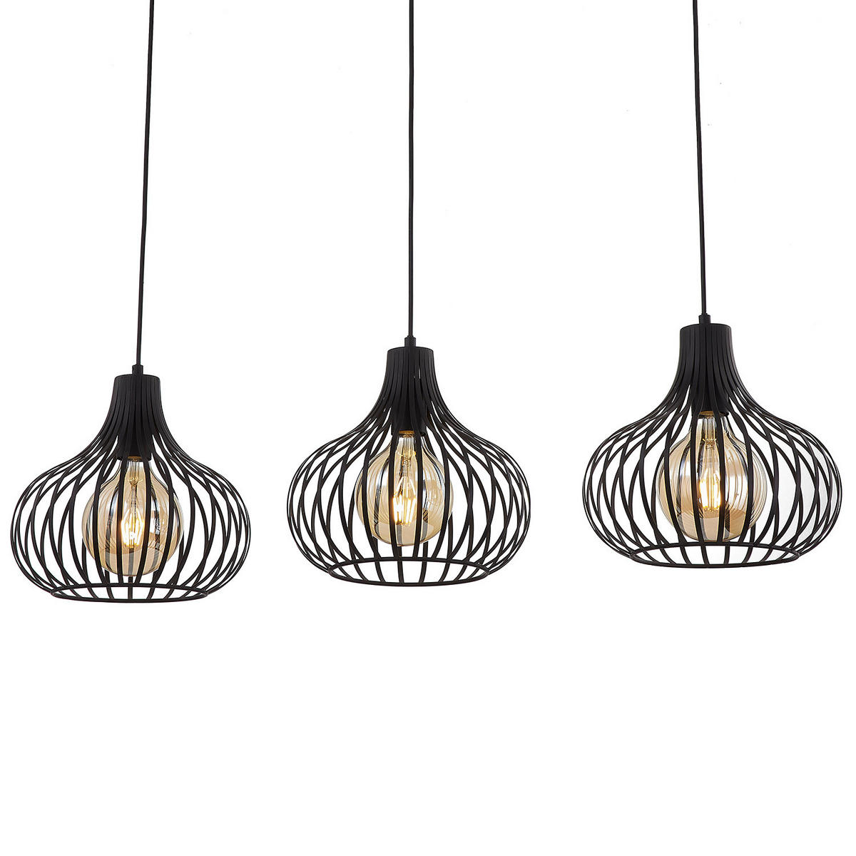 PENDELLEUCHTE - Eisen - 3-flammig - Schwarz, Metall (28/100/178cm) - home24
