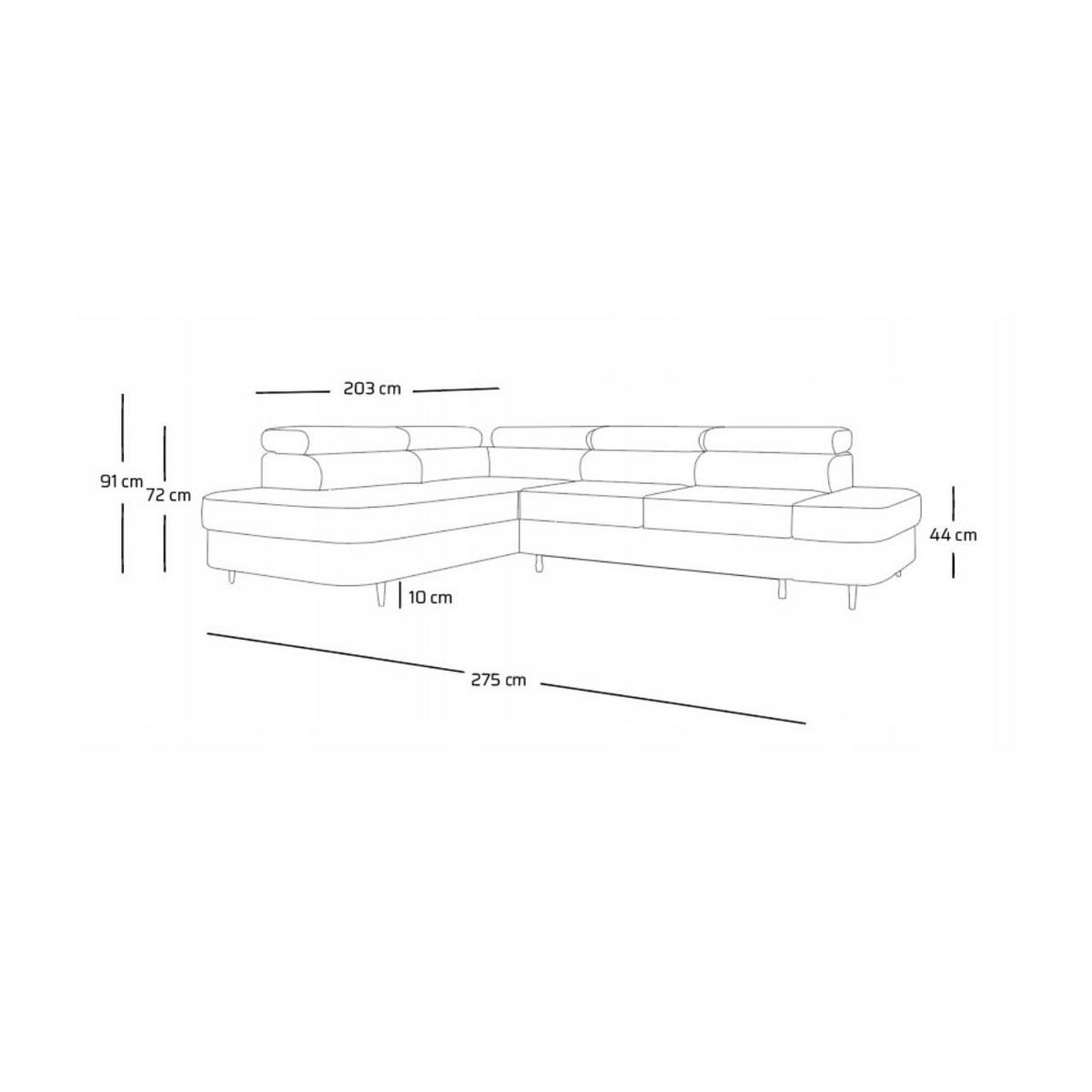 ECKSOFA PRIAM L Rechts mit Schlaffunktion 125x195 Velours Hellblau - Schwarz/Hellblau, Holz/Textil (203/275cm) - Muffo