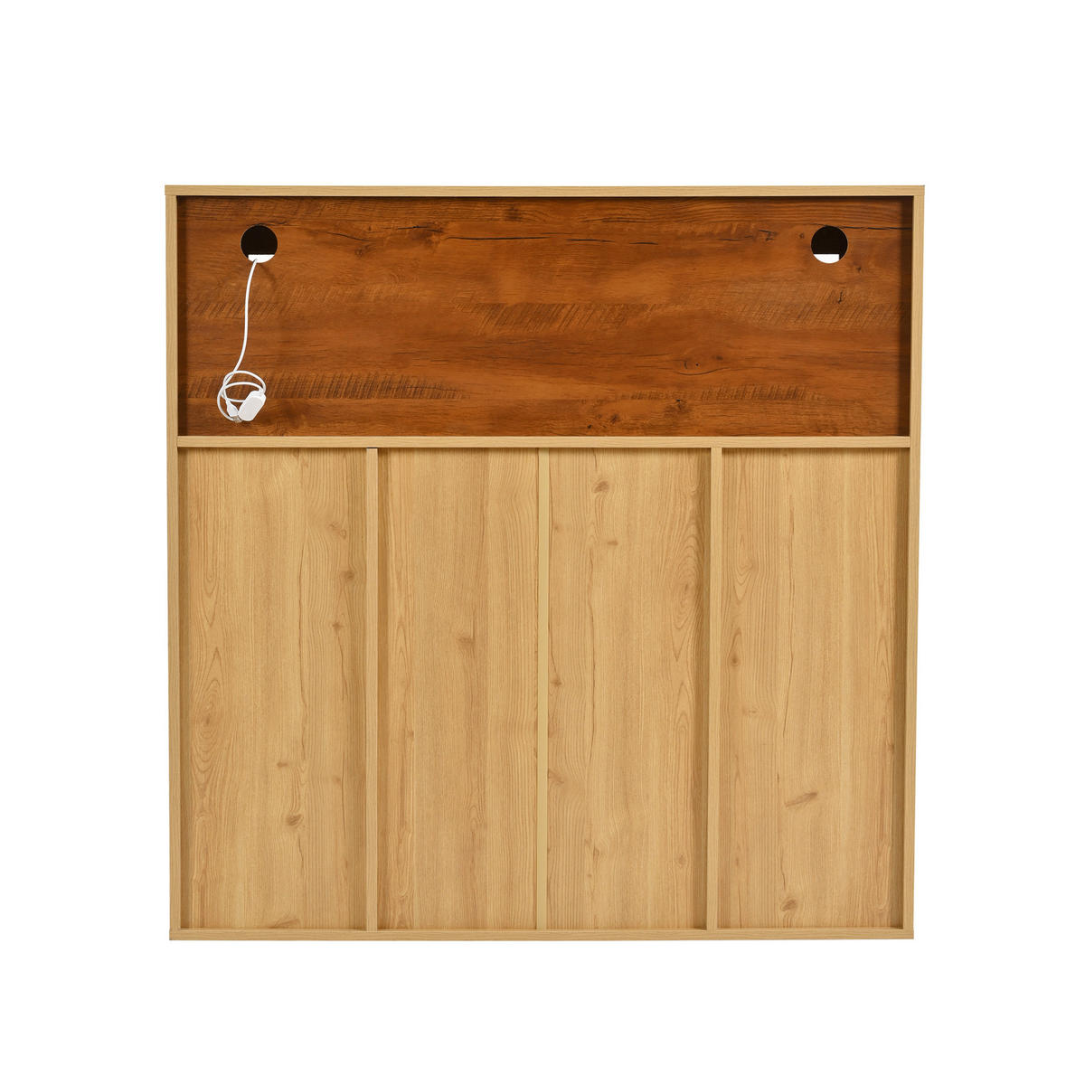 WEINSCHRANK DE-38901 110/38/111 cm 2 Türen und LED-Beleuchtung Holz/Schwarz - Naturfarben, Holzwerkstoff (110/111/38cm) - ComfortXL