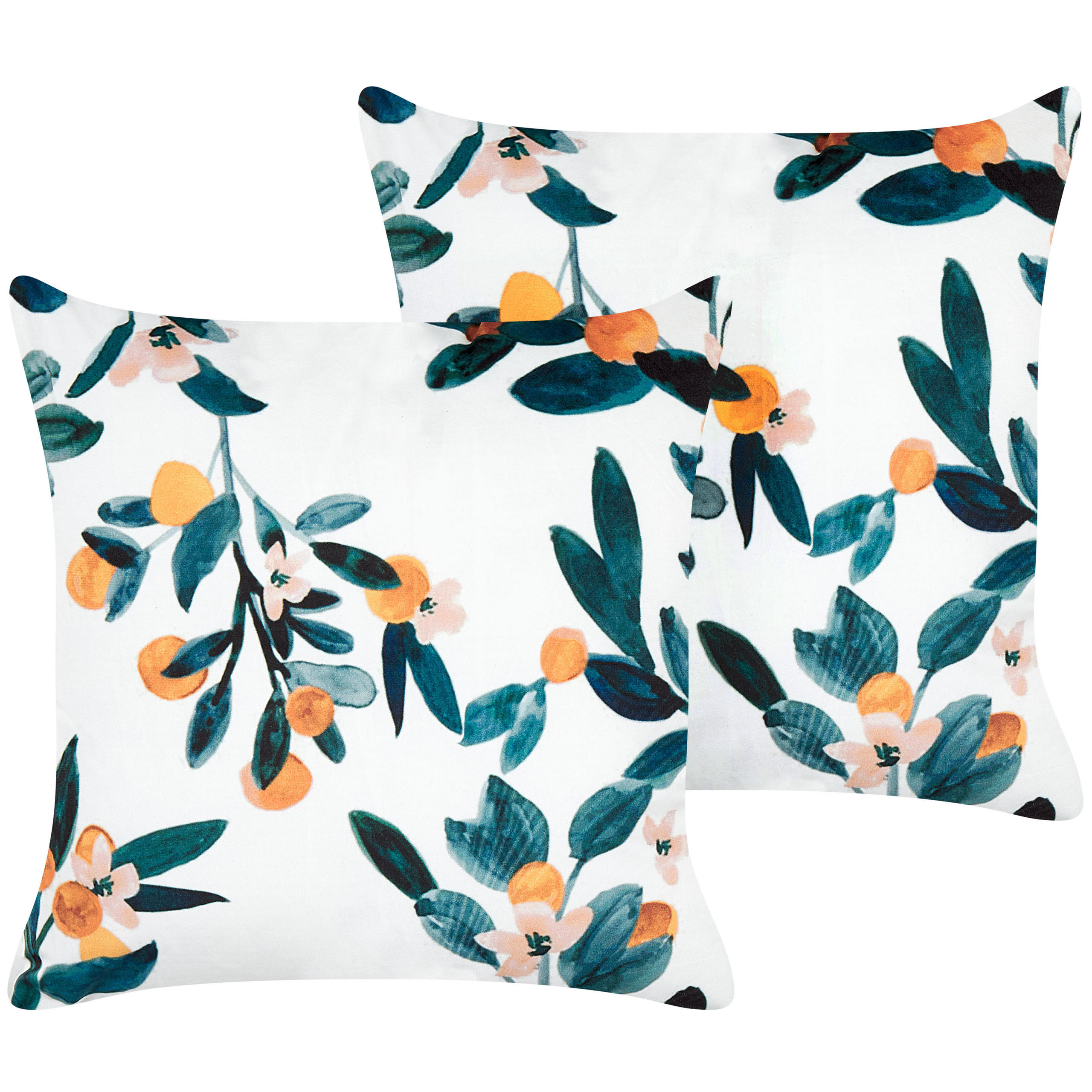 DEKOKISSEN 2er-Set Blaugrün 45/45 cm Knautia - Türkis, Textil (45/45cm) - Beliani