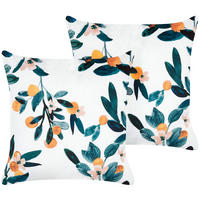 DEKOKISSEN 2er-Set Blaugrün 45/45 cm Knautia - Türkis, Textil (45/45cm) - Beliani