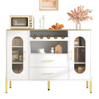 SIDEBOARD 120/38/90 cm Weiß aus MDF mit Glasfronten und Weinregal - Weiß, Holzwerkstoff (120/90/38cm) - OKWISH