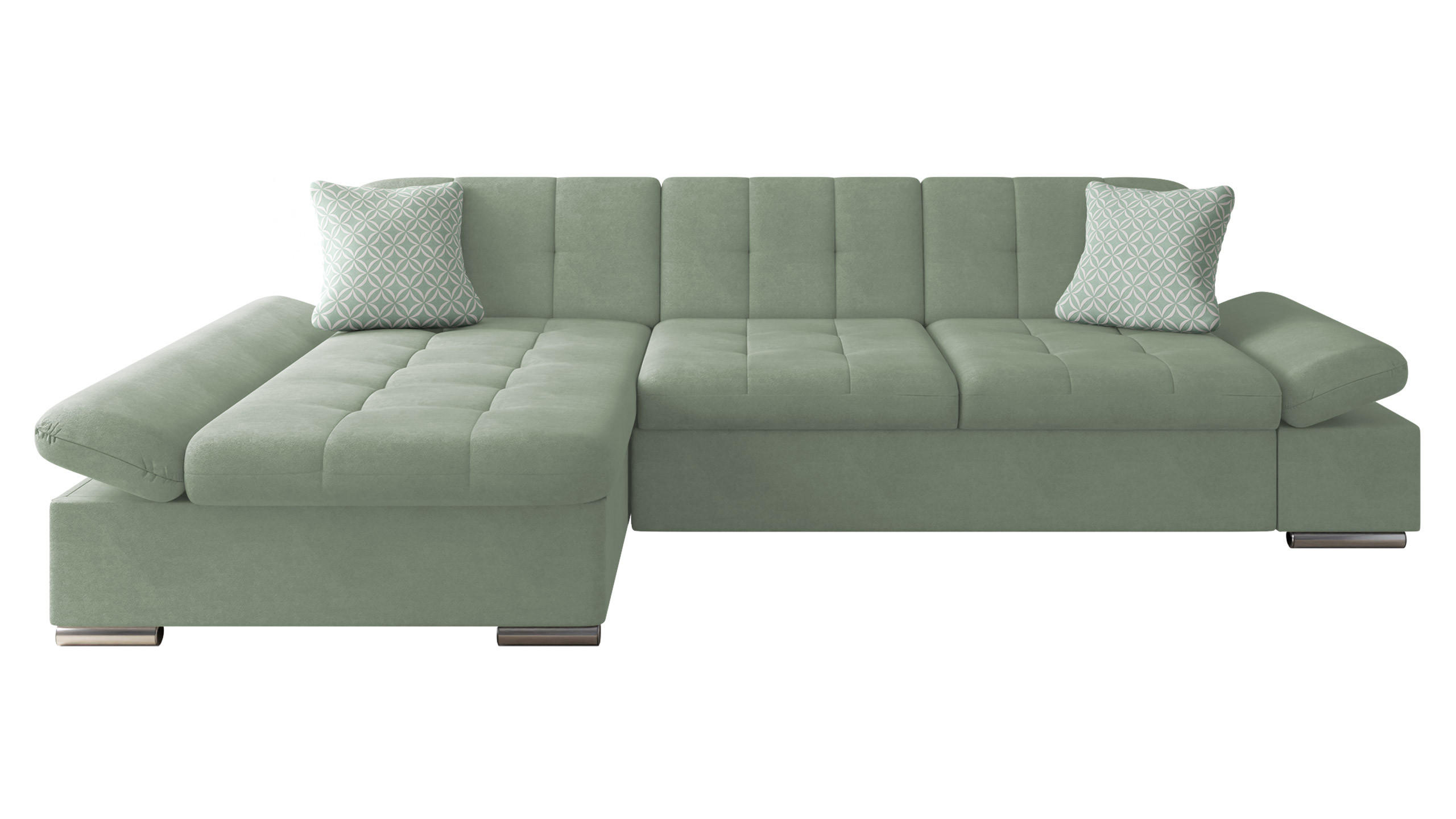 ECKSOFA Malwi, Seite: Links - Hellgrün, Holz/Textil (278/161cm) - MIRJAN24