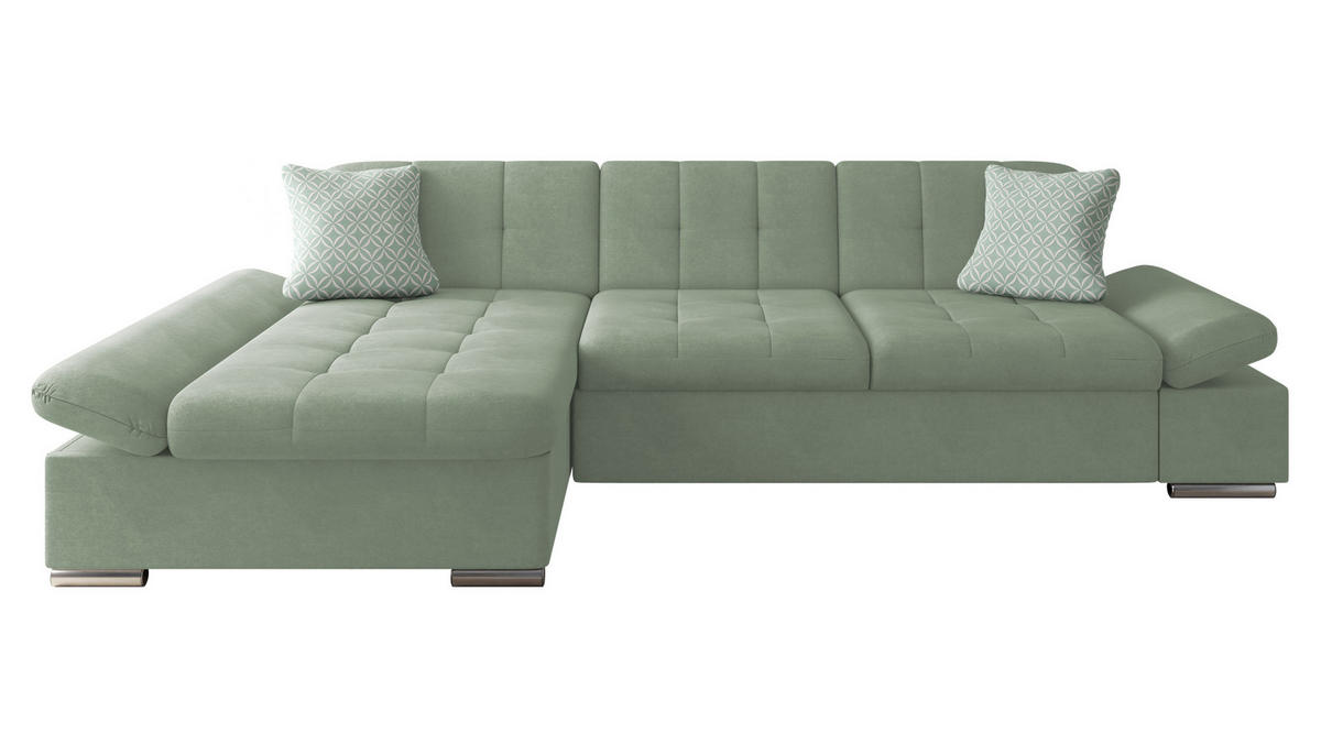 ECKSOFA Malwi, Seite: Links - Hellgrün, Holz/Textil (278/161cm) - MIRJAN24