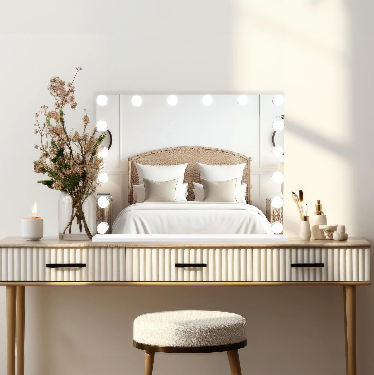 SPIEGEL LED Bluetooth - 80 x 60cm - Weiß, Glas (80/62.5/14cm)