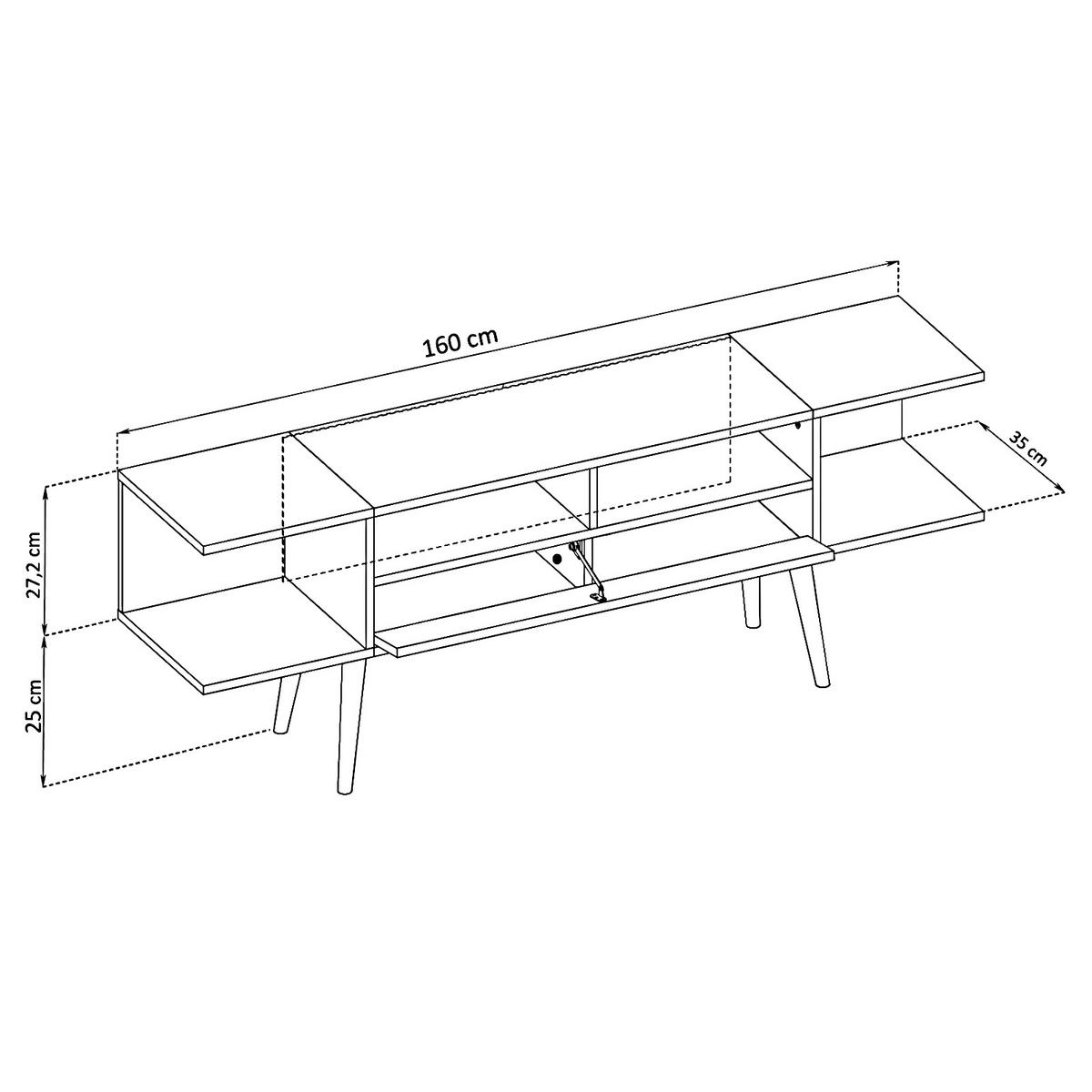LOWBOARD FORIO, 1 Tür, 6 Fächern, Eiche/Arktik Weiß - Eichefarben/Weiß, Holz/Holzwerkstoff (160/52/35cm) - Komodee