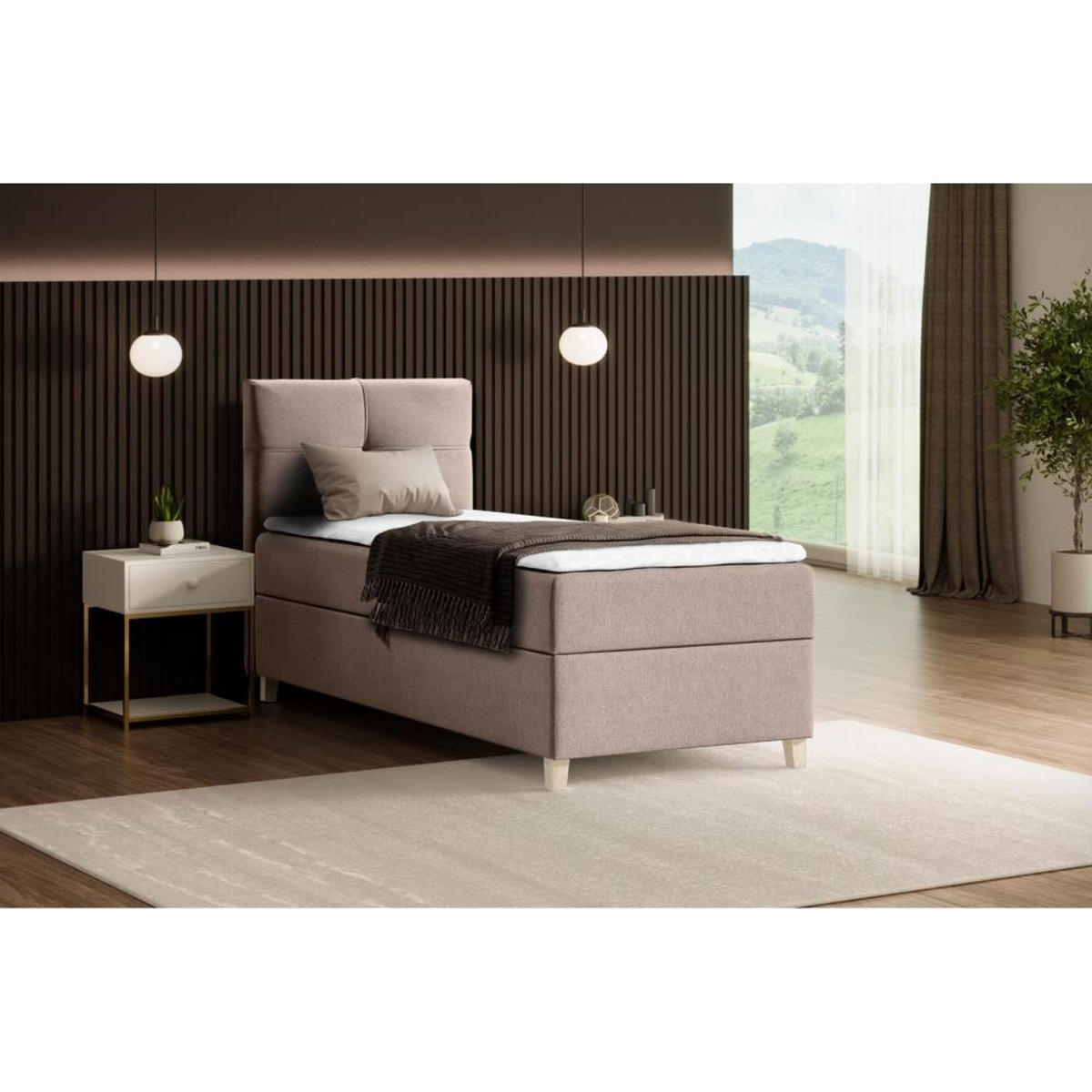 POLSTERBETT Helen Mini 93/206/106 beige - Beige, Holzwerkstoff/Textil (90/200cm) - Beautysofa
