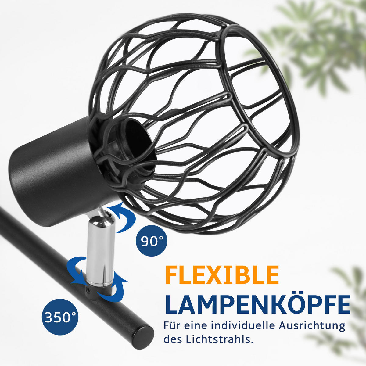 DECKENSTRAHLER Jorveth 41/10/18 cm - Schwarz, Metall (41/10/18cm) - ZMH