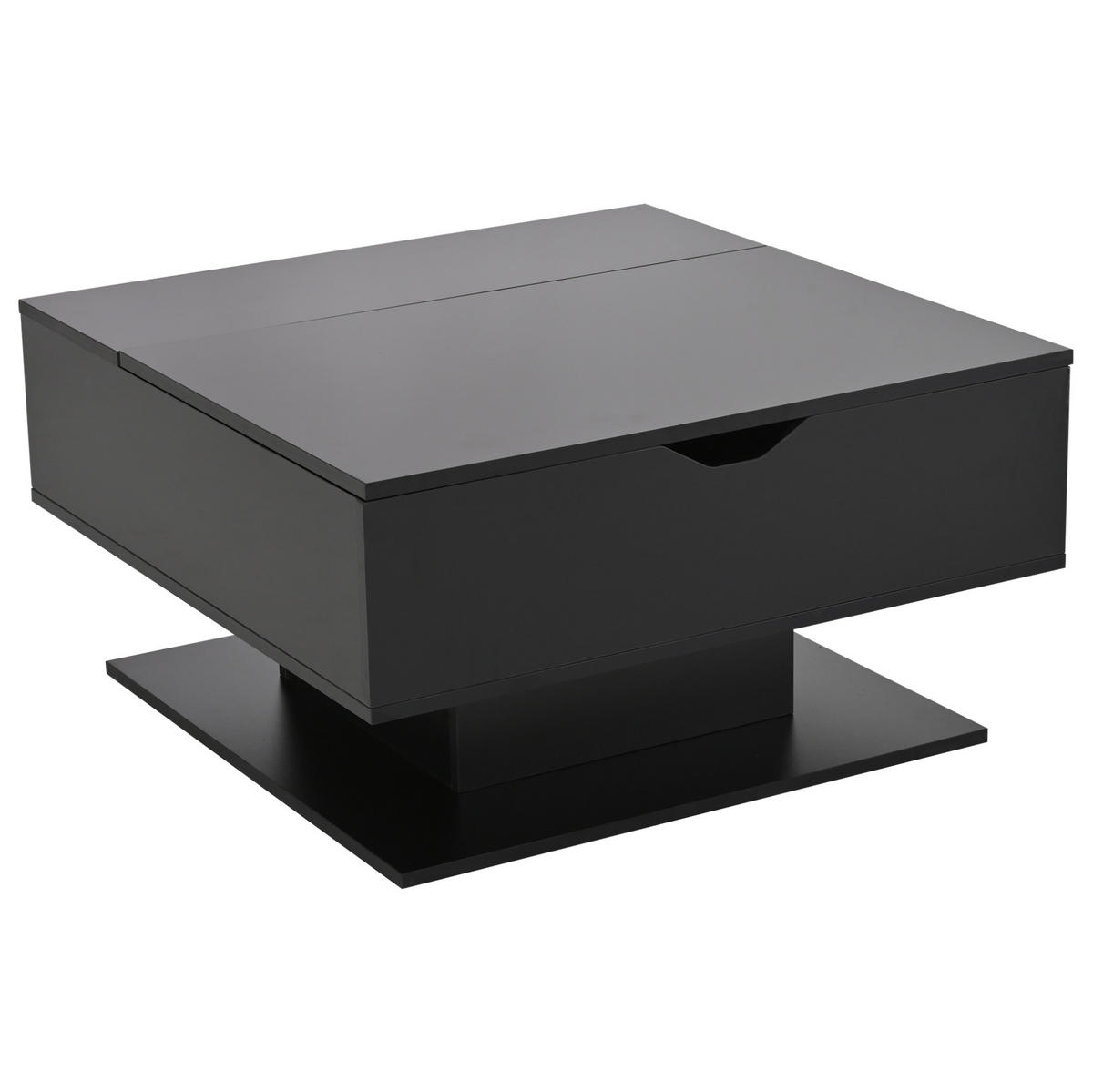 COUCHTISCH höhenverstellbar 80 x 75 x 40 cm Hochglanz Schwarz mit Stauraum - Schwarz, Holzwerkstoff (80/75/40cm) - Meubliv