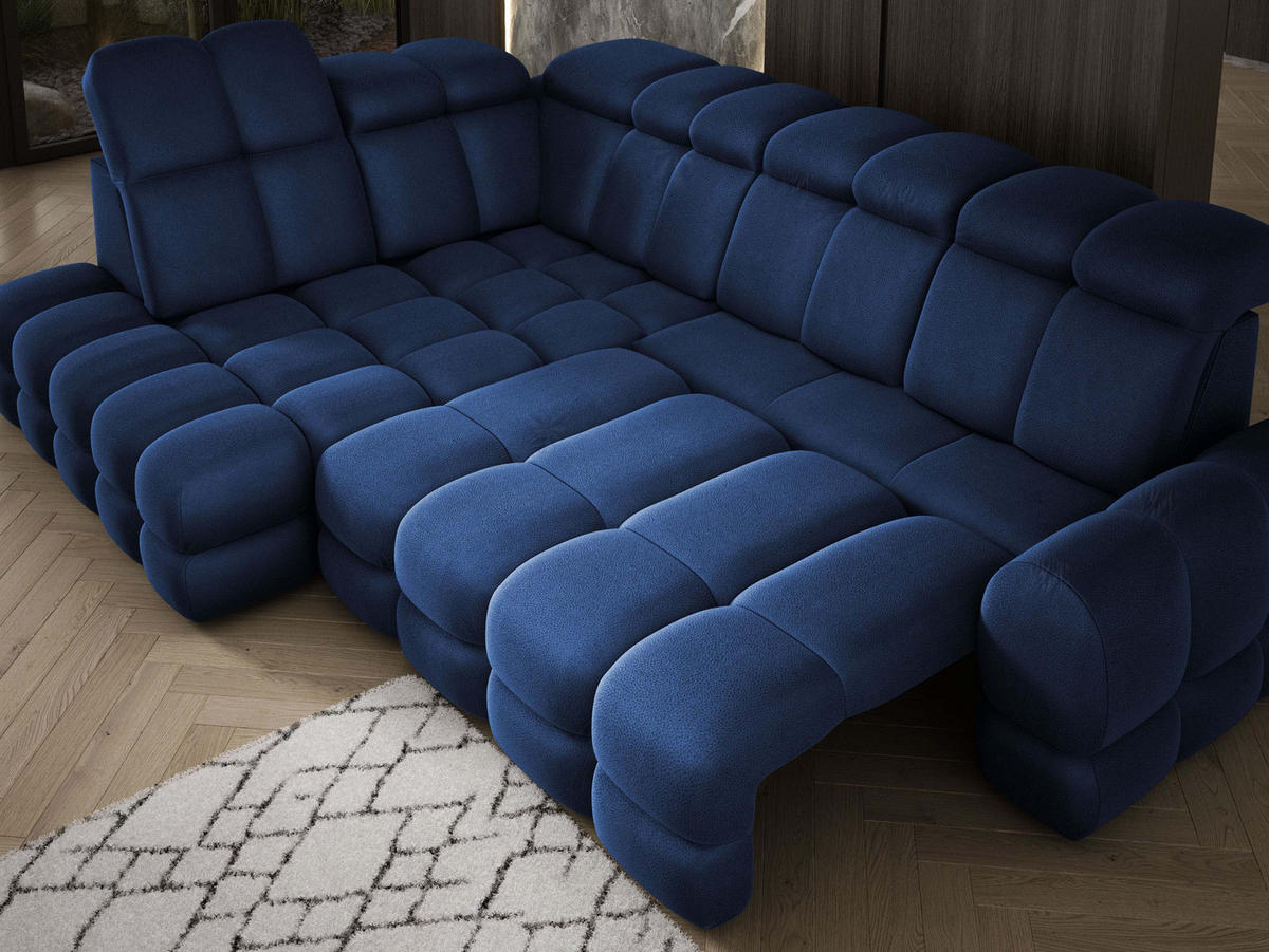 ECKSOFA TOLLO Solar-stoff L-form 302x217x105 cm blau - Blau, Holz/Textil (302/217cm) - DomoHome