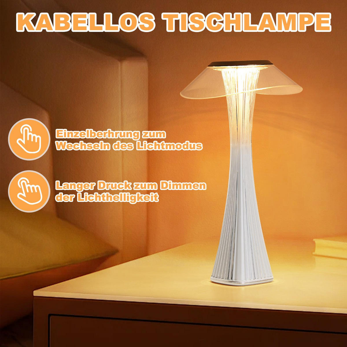 TISCHLEUCHTE BYRD 15.1/27.4/15.1 cm - Weiß, Kunststoff (15.1/15.1/27.4cm) - ZMH