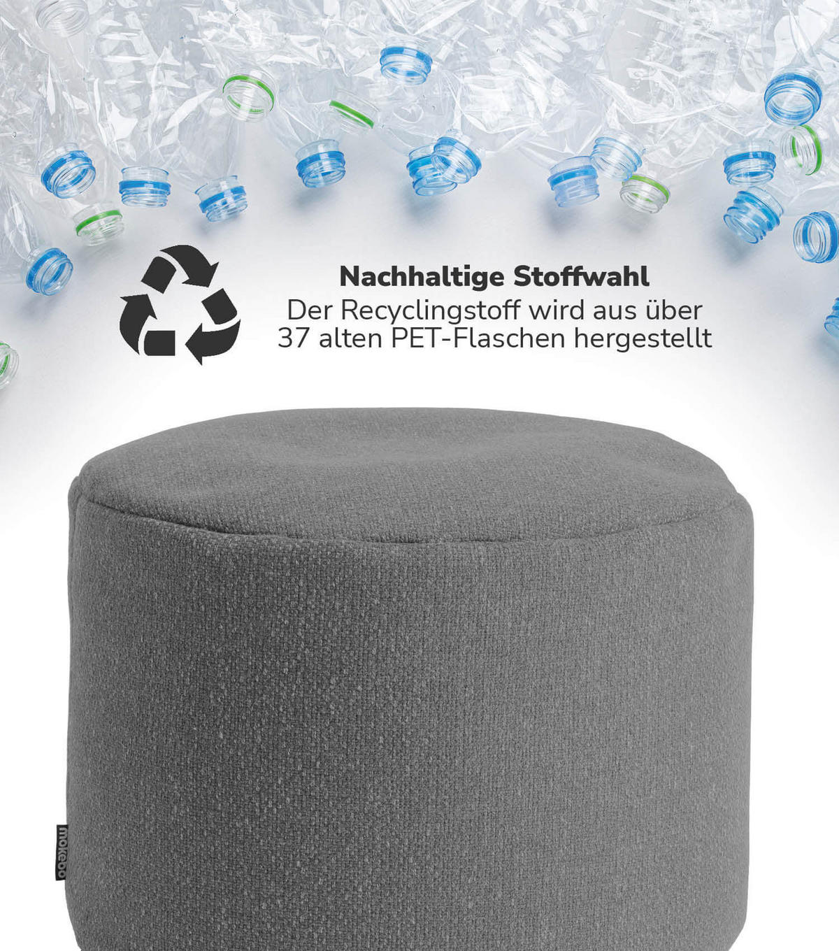 POUF Der Ruhepouf - Grau, Textil (60/40/60cm) - Mokebo