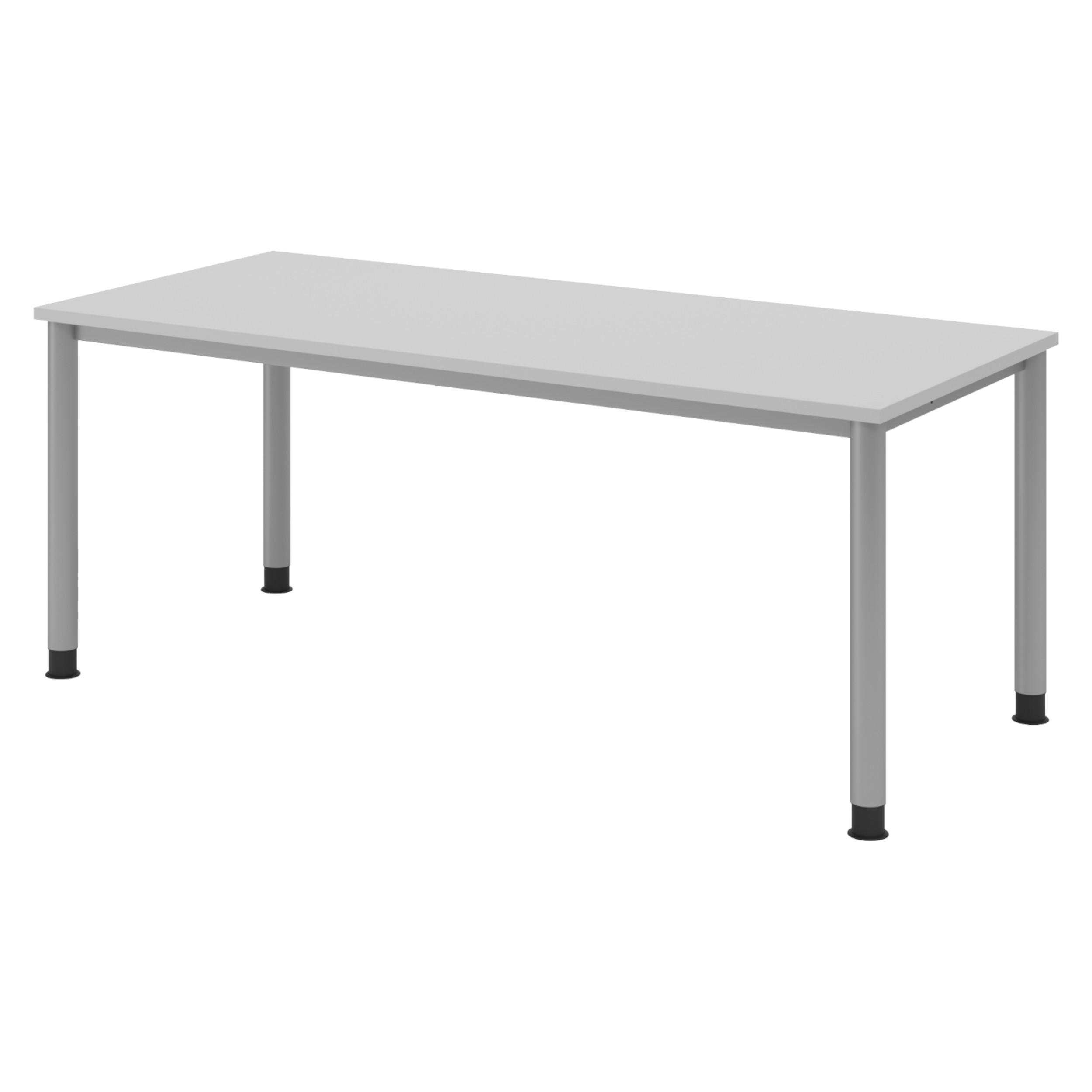 SCHREIBTISCH Serie-H Gestell: Silber 80/180/74 cm in Grau - Grau, Holzwerkstoff (80/180/74cm) - bümö