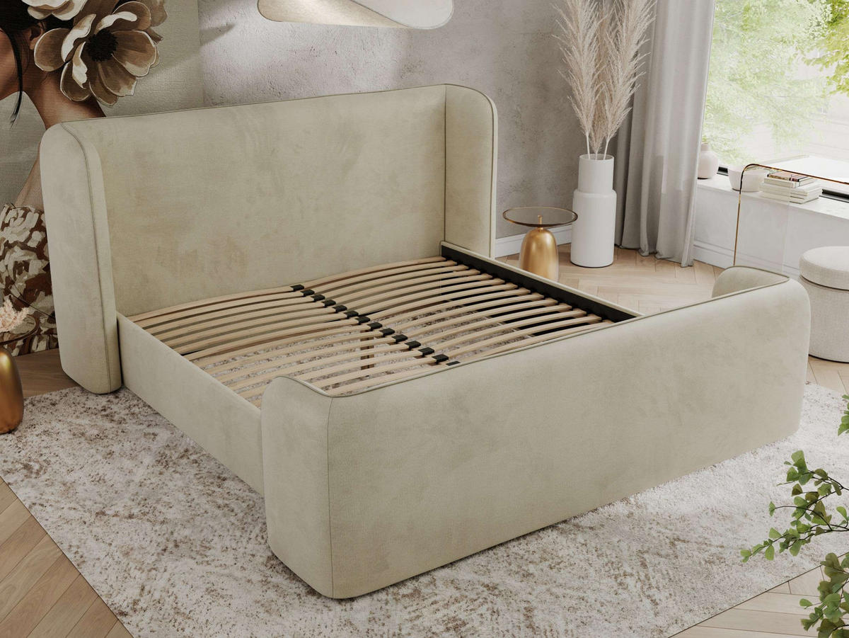 POLSTERBETT EMORA CLASSIC DUO 200/200 - Beige Velvet - Multipocket-Matratze - Beige, Textil (200/200cm) - MKS