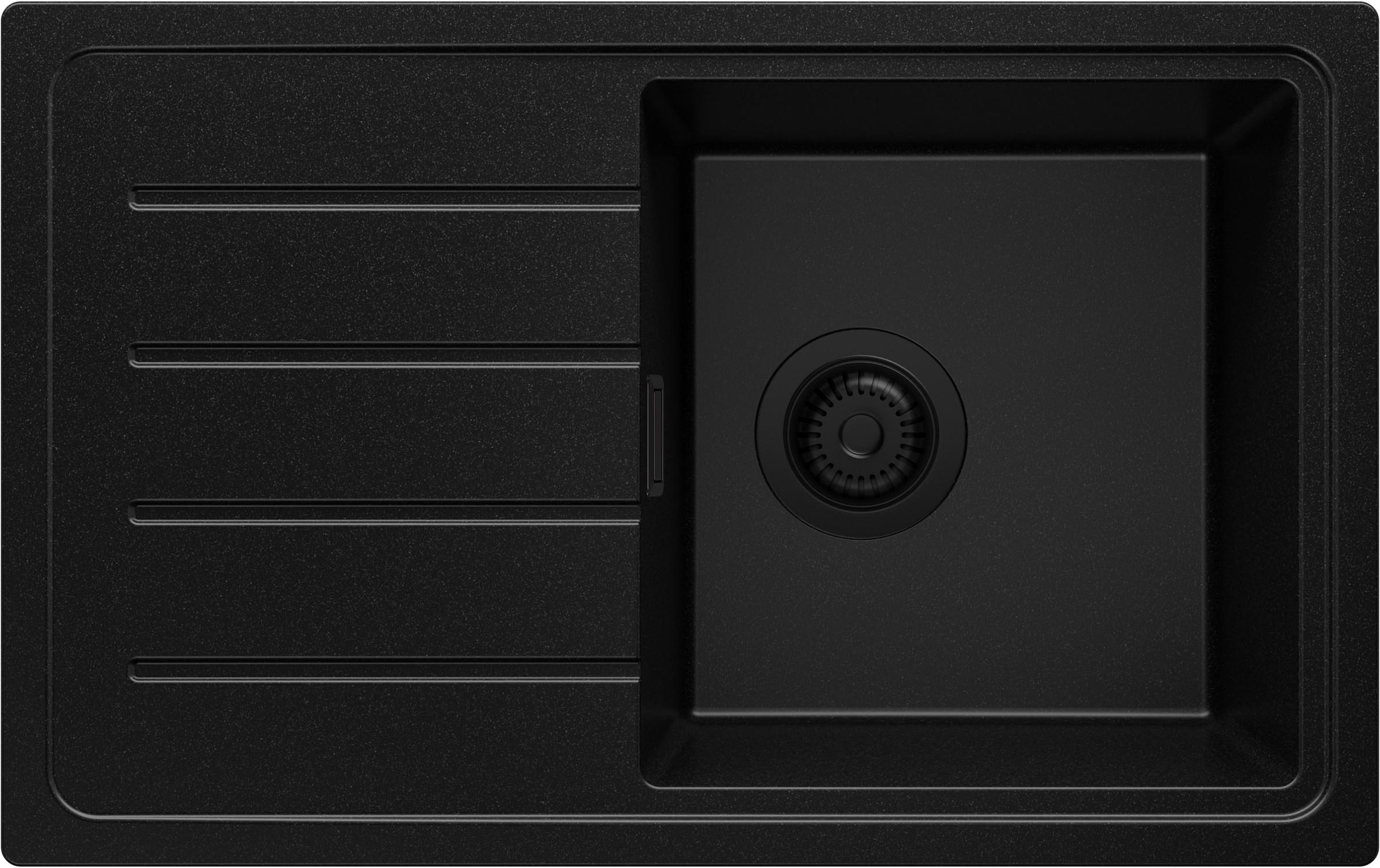 SPÜLBECKEN Kopenhagen Easy, 2-er set Alles Schwarz 70/44 cm 1 Becken + Ablauf-Set ab 45er Unterschrank - Schwarz, Kunststoff (70/20/44cm) - Primagran