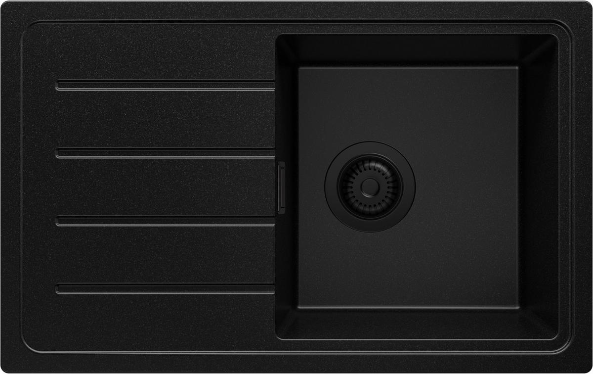 SPÜLBECKEN Kopenhagen Easy, 2-er set Alles Schwarz 70/44 cm 1 Becken + Ablauf-Set ab 45er Unterschrank - Schwarz, Kunststoff (70/20/44cm) - Primagran