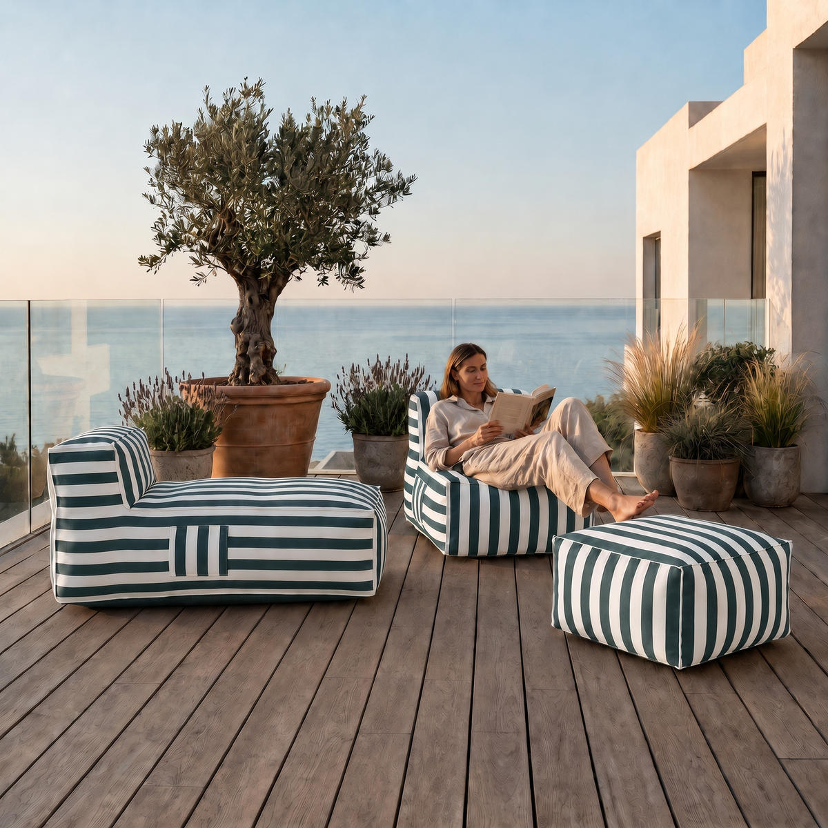 GARTENLOUNGE-SET SOFT SET 2 Grün - Grün, Textil - Muffo