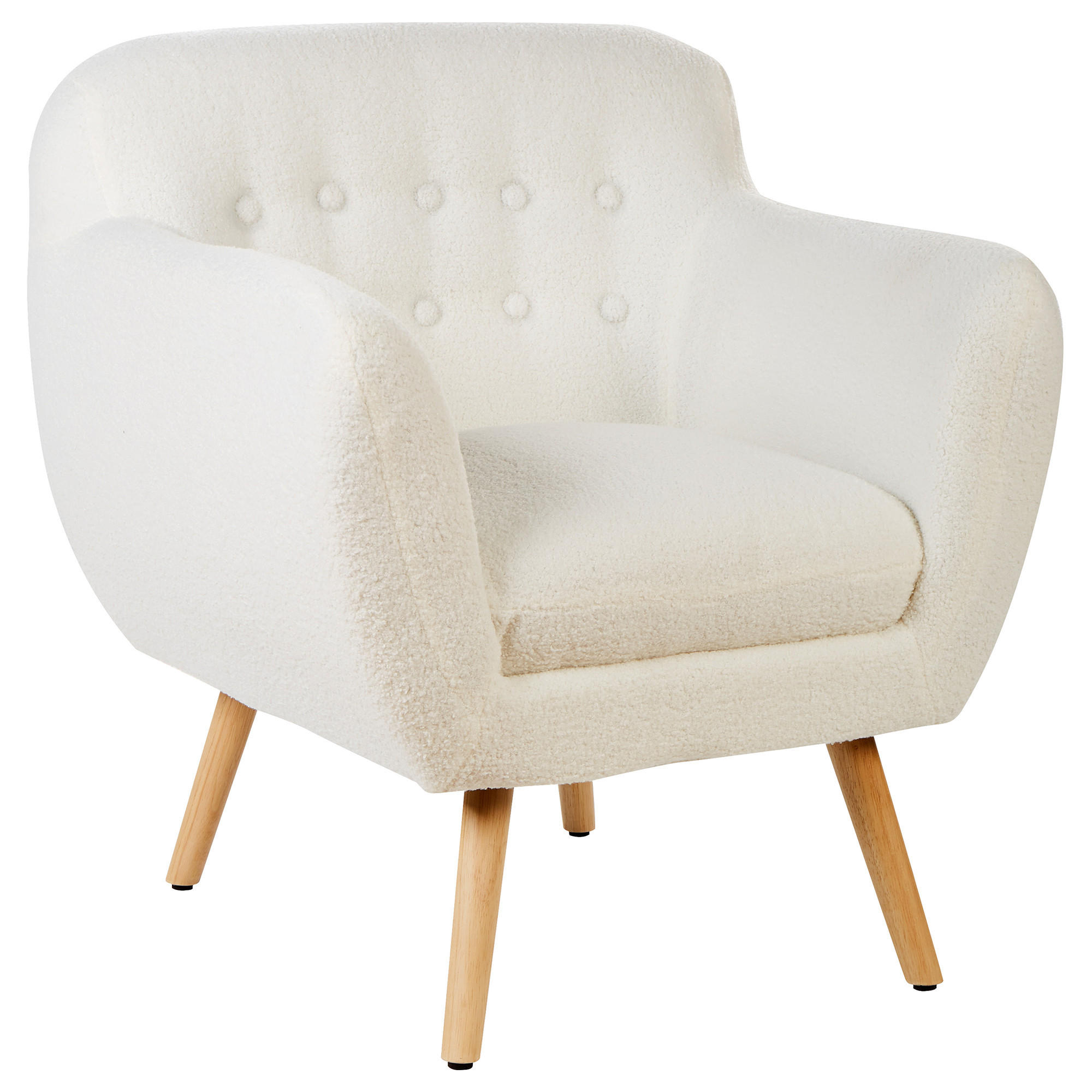 SESSEL Bouclé Weiß Melby - Hellbraun/Weiß, Textil (59/77/68cm) - Beliani