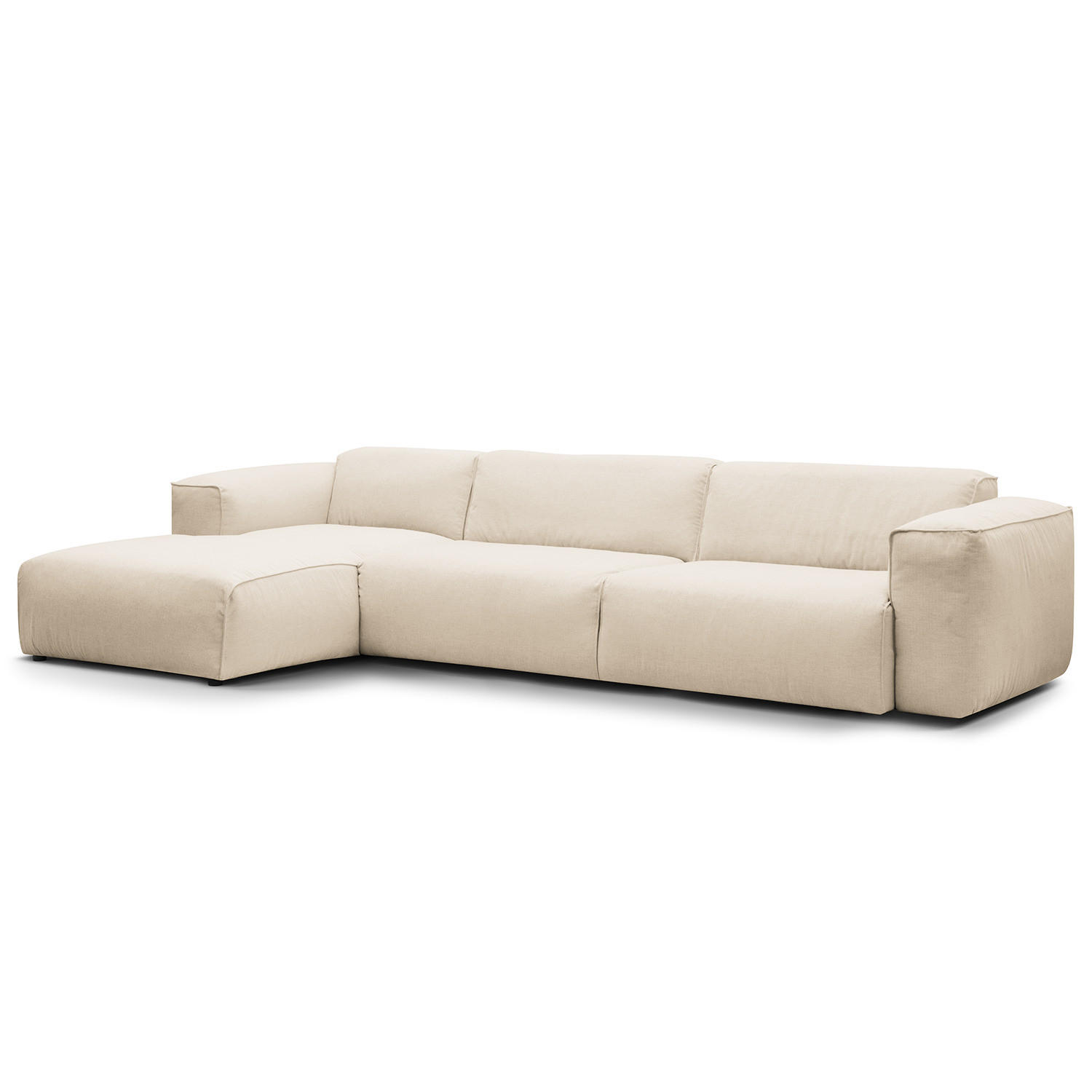 3-SITZER ECKSOFA mit Longchair - Beige/Schwarz, Textil (317/173cm) - home24