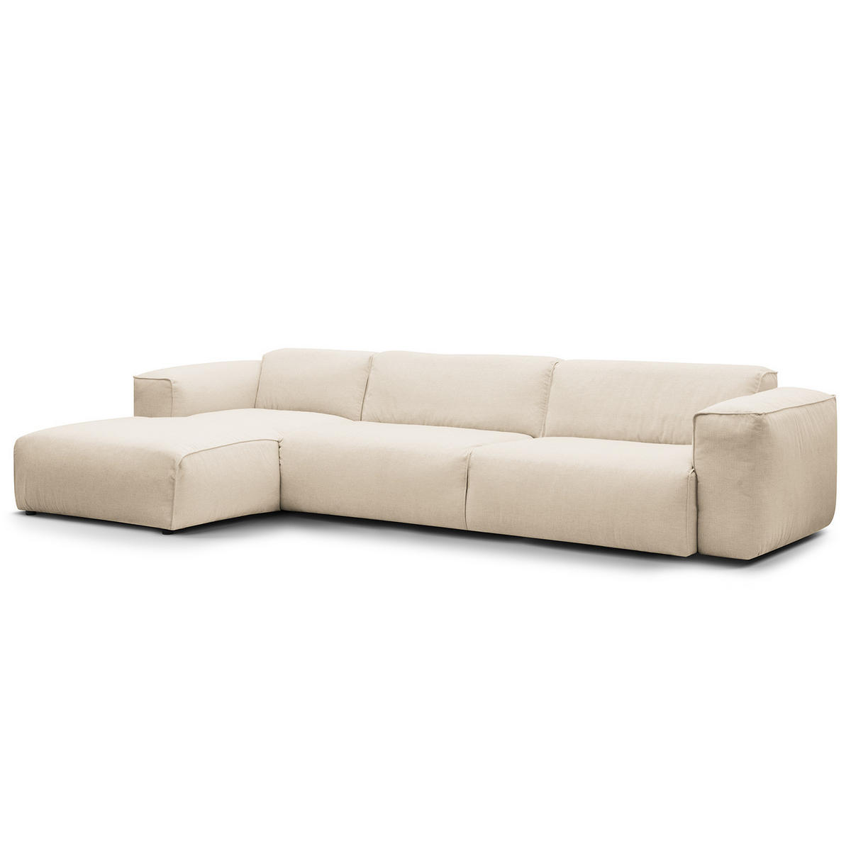 3-SITZER ECKSOFA mit Longchair - Beige/Schwarz, Textil (317/173cm) - home24