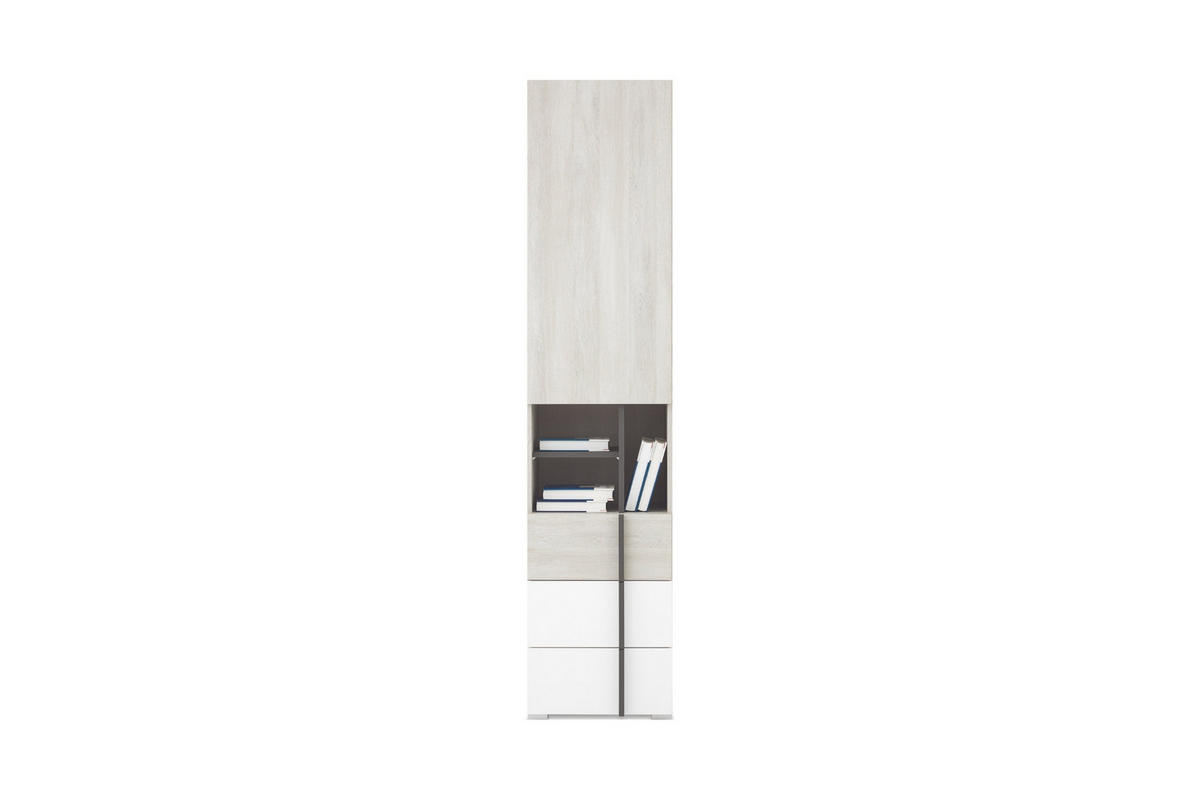 JUGENDZIMMER-SET REMI B 7-teilig in Eichenweiß / Weiß Matt / Anthrazit - Eichefarben/Anthrazit, Holzwerkstoff (359/195/204cm) - Deine Möbel 24