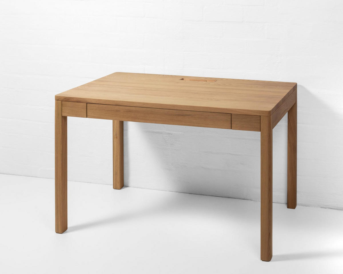 SCHREIBTISCH Franz, Natur Massiveiche - Beige, Holz (65/120/75cm) - WOODEK