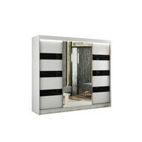 KLEIDERSCHRANK mit LED, Spiegel und Schiebetüre LOSTE - 250 cm Weiß|Schwarz - Schwarz/Weiß, Holzwerkstoff (250/215/61cm) - ALTDECOR