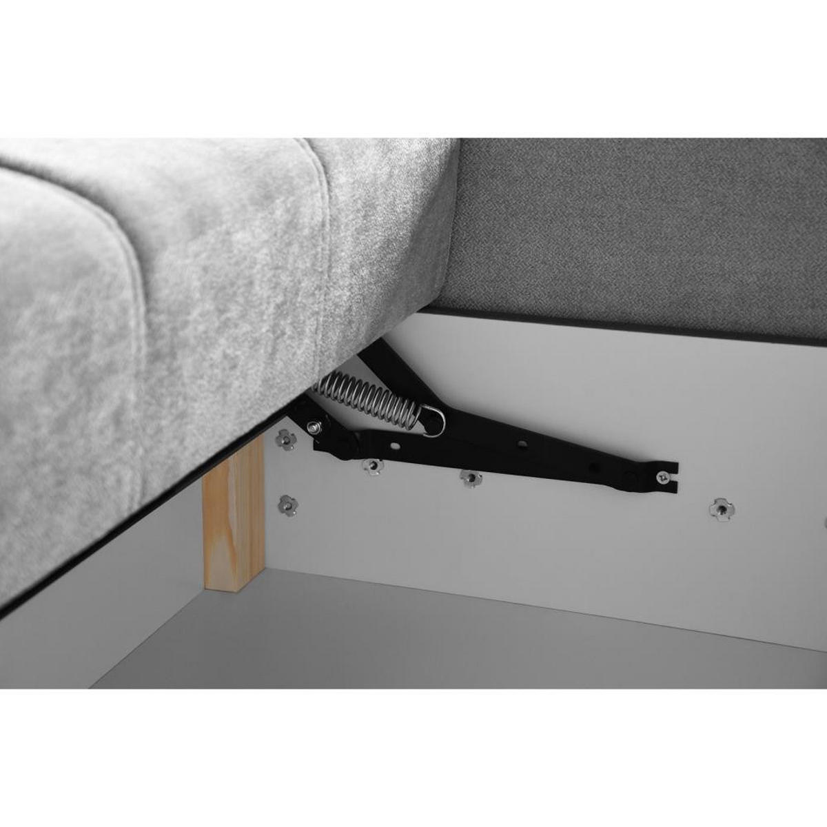 ECKSCHLAFSOFA Mori dunkelblau - Schwarz/Dunkelblau, Kunststoff/Textil (250/155cm) - Beautysofa