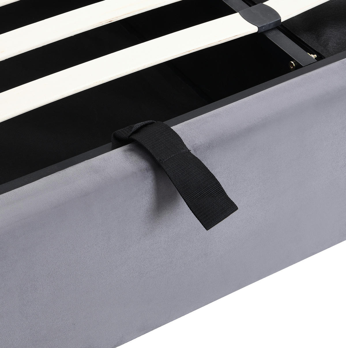 POLSTERBETT 160/200 cm Grau aus Samt mit Bettkasten - Grau, Textil (160/200cm) - OKMYHOME