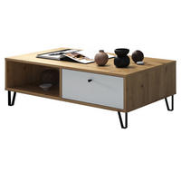 COUCHTISCH weiß matt, Eiche Artisan 110 cm, Beistelltisch mit 2 x Schubkasten - Eichefarben/Schwarz, Holzwerkstoff/Kunststoff (60/110/37cm) - Top.Furn