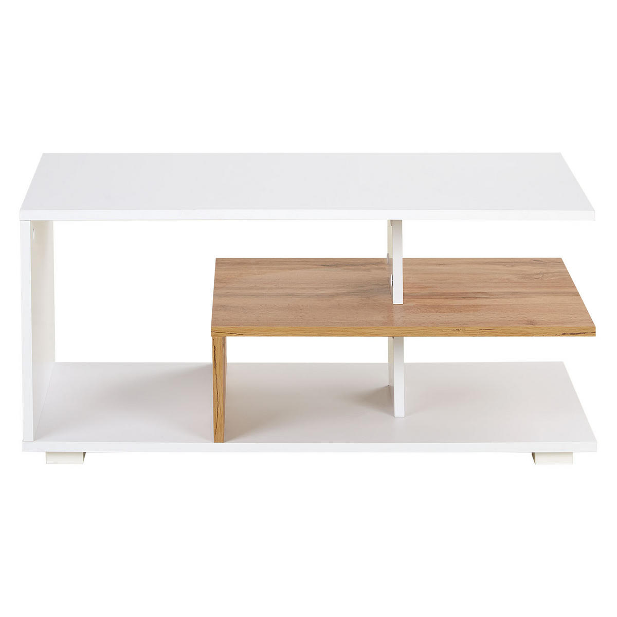 COUCHTISCH rechteckig Weiß, Natur 90/41/50 cm - Weiß/Naturfarben, Holzwerkstoff (50/90/41cm) - Homestyle4u