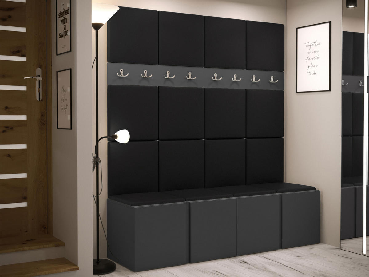 GARDEROBEN-SET Orion V - Graphitfarben/Schwarz, Holzwerkstoff/Kunststoff (168/186/46cm) - MIRJAN24