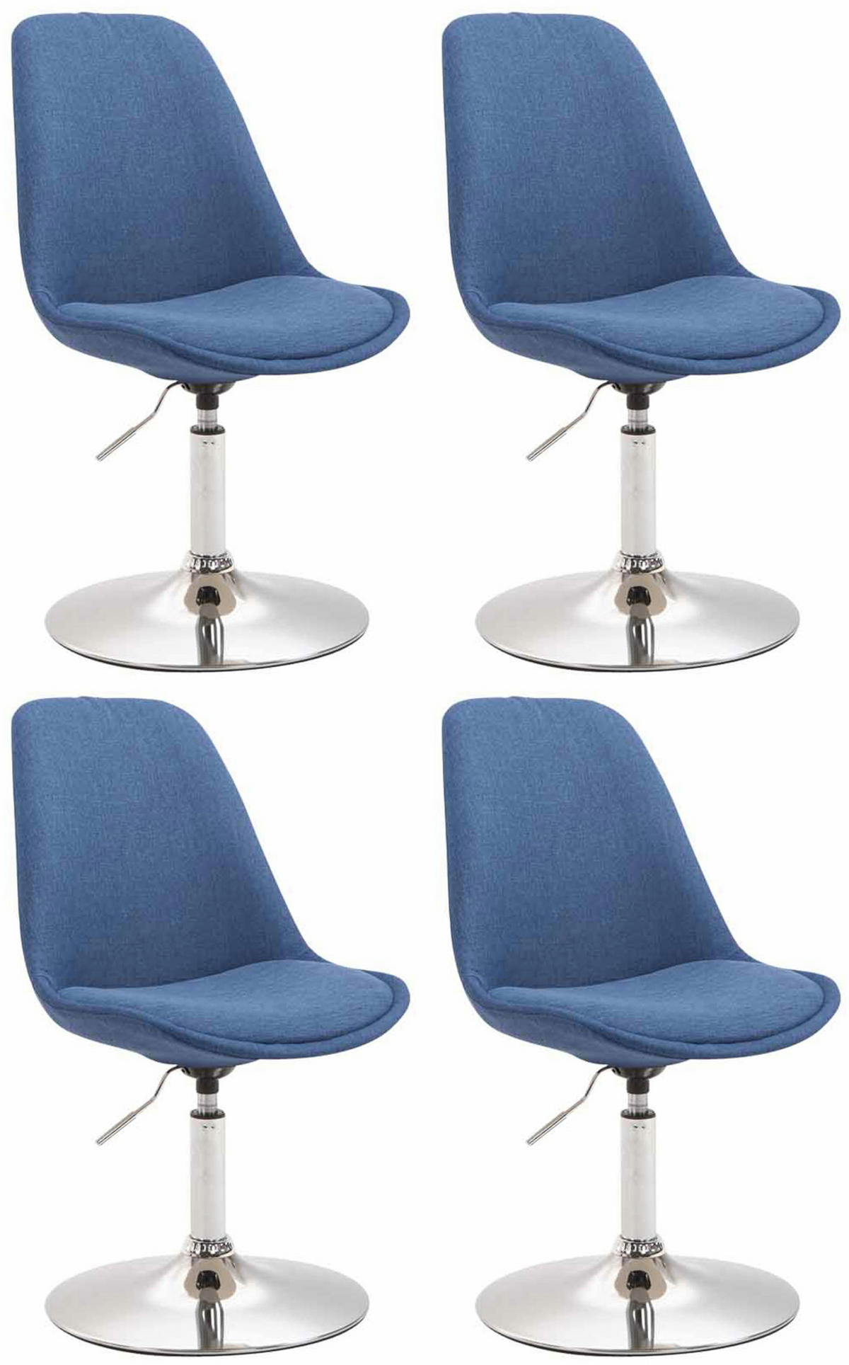 STUHL 4er Set Stoff blau - Chromfarben/Blau, Textil/Metall (48/76/57cm) - CLP