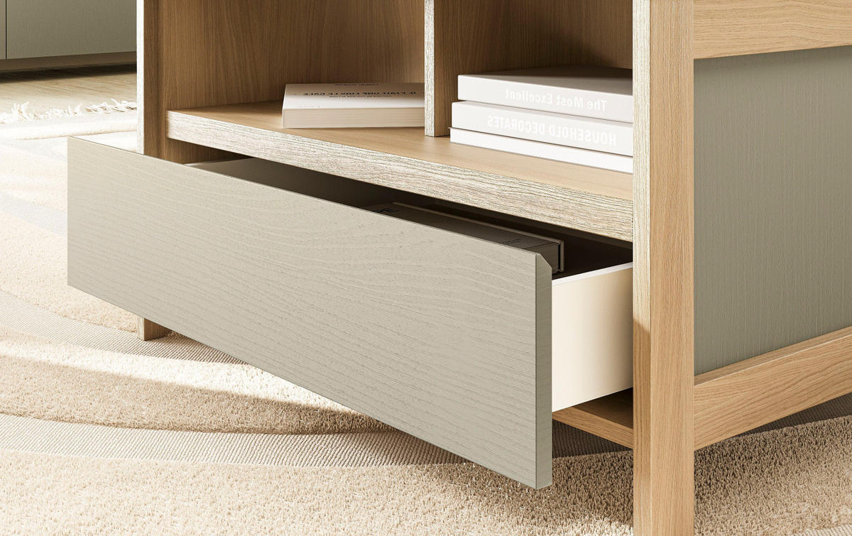 COUCHTISCH Salbei, Eiche, Beistelltisch skandinavisch 80 x 60 cm, Soft-Close - Eichefarben/Salbeigrün, Holzwerkstoff/Metall (46/60/80cm) - Furn.Design