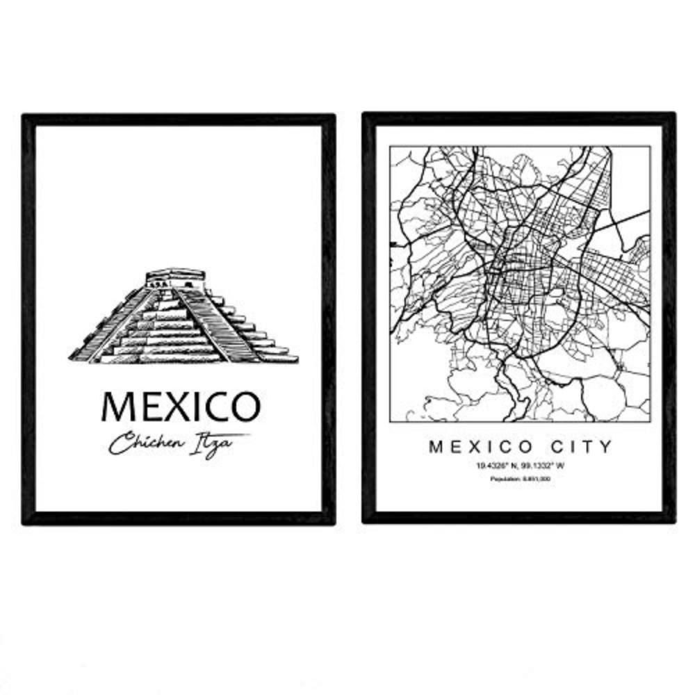 POSTER Set Mit 2 Städte Denkmäler Mexiko Chichén Itzá A4 Rahmenlos - Klar, Papier (29.7/5/21cm) - Nacnic