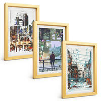 BILDER SET 3er Set - 20x30 cm Goldrahmen - Moderne Städte, bunte Charaktere - Goldfarben, Kunststoff (20/30cm) - TULUP