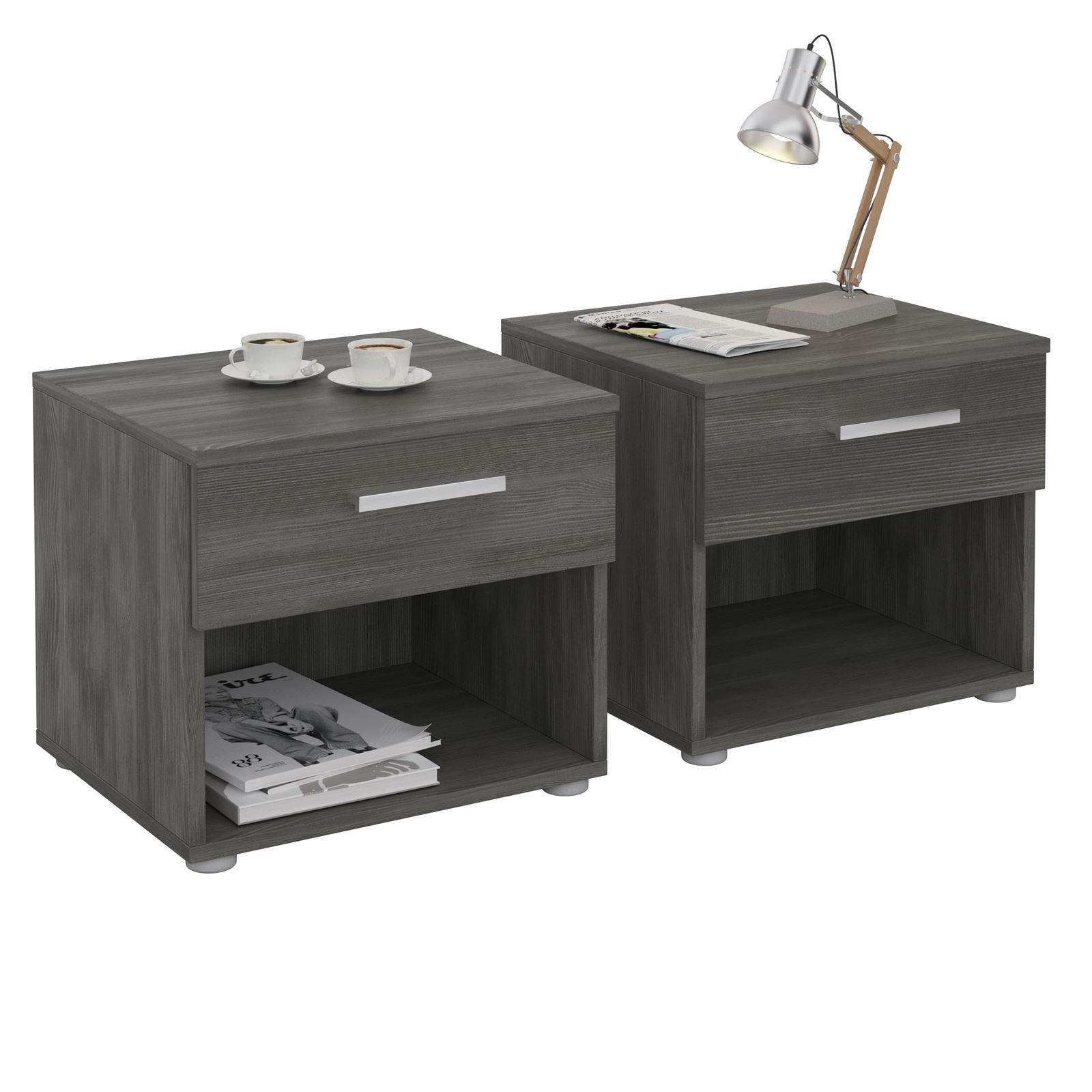 NACHTTISCH MARY 2ER-SET - Eschefarben, Holzwerkstoff (42/38/30cm) - CARO-Möbel