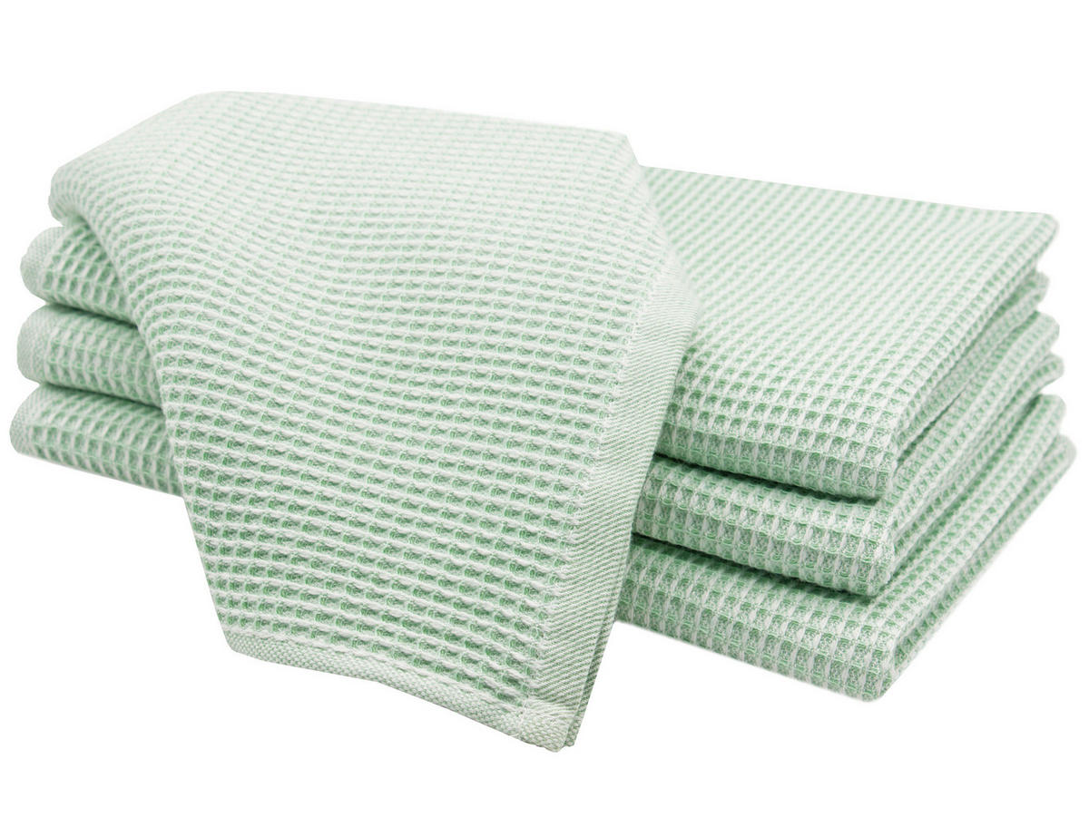 GESCHIRRTÜCHER, 4er-Set, 50x70 cm, 100% Baumwolle, Grün - Hellgrün, Textil (50/70cm) - Zollner