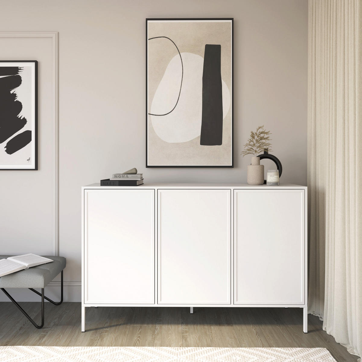 SIDEBOARD Velveto biely 150cm - biela, kov/kompozitné drevo (150/86/40cm) - Selsey