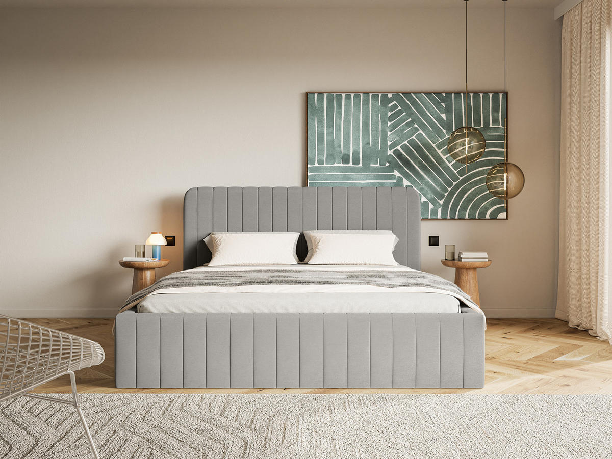 POLSTERBETT Orasi 180x200 cm, Grau - Dunkelgrau, Textil (200/180cm) - Fedve