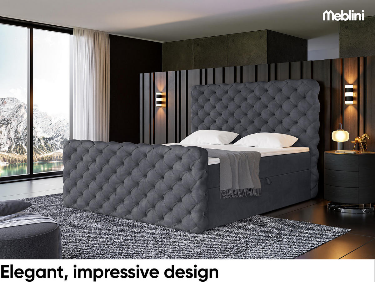 BOXBETT Duke - Dunkelgrau/Schwarz, Holzwerkstoff/Textil (120/200cm) - Meblini