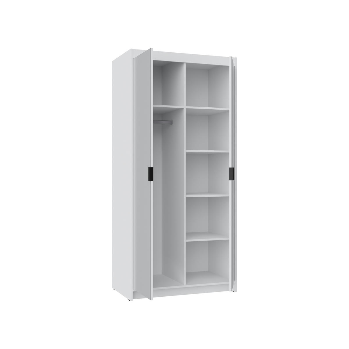 KLEIDERSCHRANK Storicos Weiß 89,7/190,5/53 cm - 2T Modern mit Spiegel - Weiß, Holzwerkstoff/Kunststoff (89.7/190.5/53cm) - AX Living